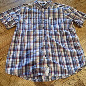 HARLEY DAVIDSON MENS SHORT SLEEVE BUTTON SHIRT XL GENUINE MOTOR CLOTHES GRAY PLA